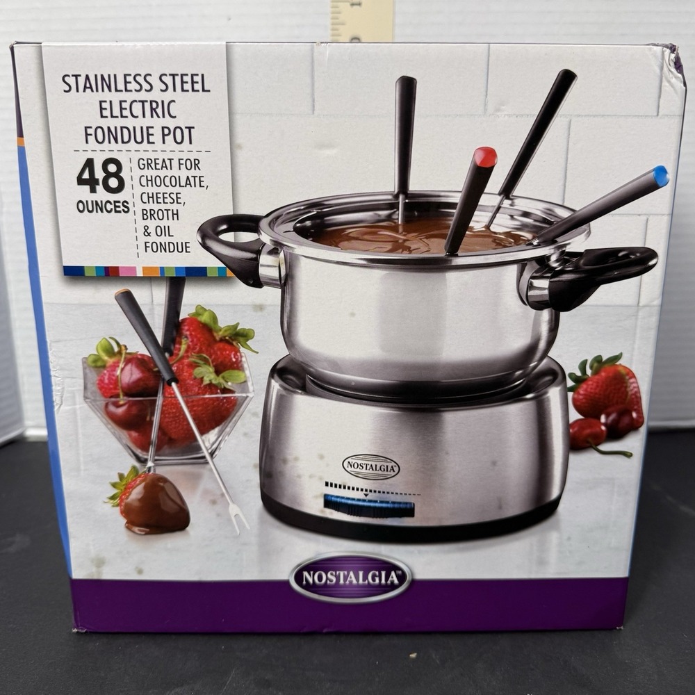 Nostalgia Stainless Steel Electric Fondue Pot ~ New In Box ~ FPS200